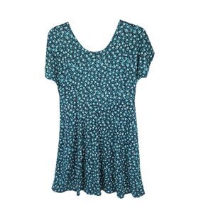 Ms Conduct Dress Womens Large Vintage Knee Short Sleeve Fit Flare A Line Floral